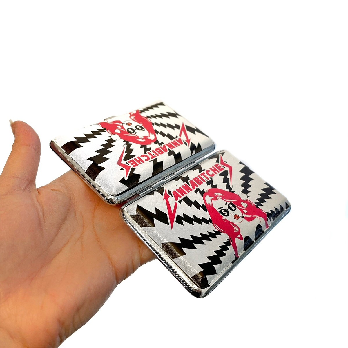 Cigarette Case Metallica Inspired - Silver Pink And Black