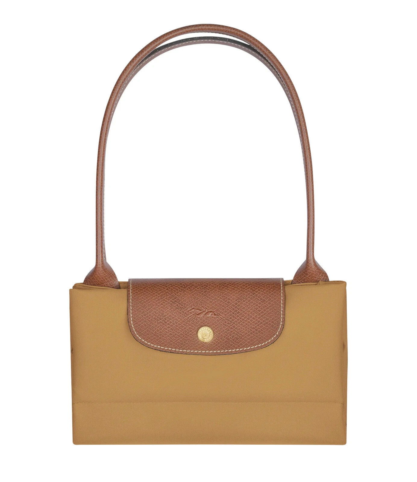 Borsa a tracolla grande Longchamp Le Pliage nuova con etichette manico lungo marrone fulvo AUTENTICA