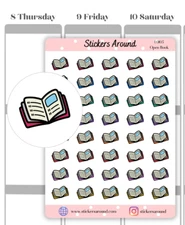 Open Book Icon Planner Sticker, Book Sticker, Calendar Sticker & Bullet Journal
