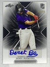 2021 LEAF PERFECT GAME DEREK BERMUDEZ BLACK PAPER AUTO # 46/50
