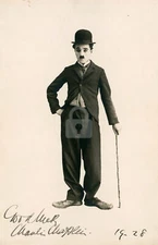 Charlie Chaplin Signed Autograph RPPC Photo Postcard COPY