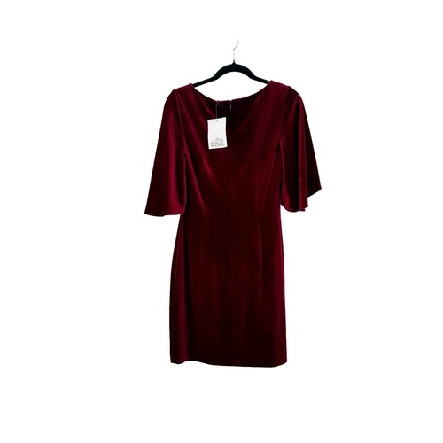 Badgley Mischka Women's Sharlene Velvet Dress Short Sleeve Marron Size 6 NWT - Picture 6 of 12