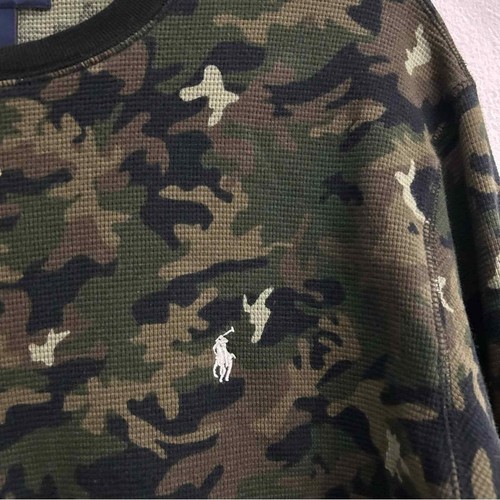 Polo Ralph Lauren Boys Camo Green pullover long sleeve waffle knit shirt EUC L - Picture 7 of 11