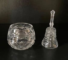 Vintage Crystal Dinner Bell & Small Crystal Bowl