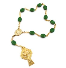 Irish J. C Walsh & Sons, Ireland OVAL GREEN FINGER ROSARY F512