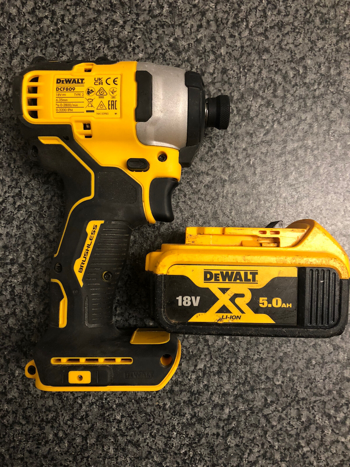 Dewalt 18v Impact Driver & 5ah Battery (DCF809) (DCB184) eBay