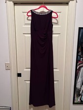 Alex Evenings Women's Purple Sequined Sleeveless Long Dress Sz 6