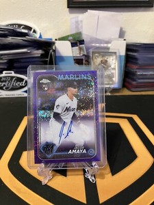 2024 Topps Chrome Jacob Amaya RC/Auto - Miami Marlins Purple Speckle/299 #RA-JAM
