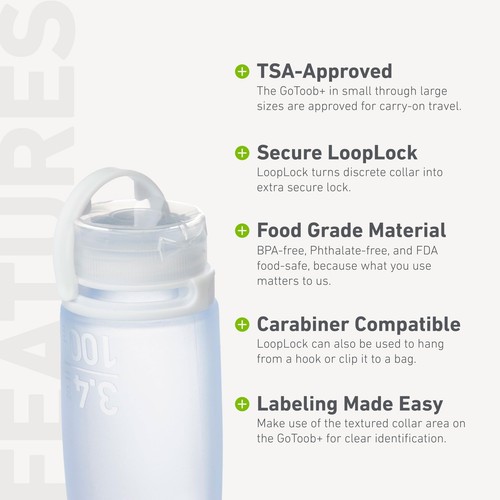 humangear GoToob Soft Travel Bottle 1.7 Oz TSA Approved LoopLock Design - Picture 4 of 6