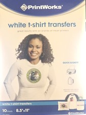 Printworks White T-Shirt Transfers, For use on Light Fabrics, Inkjet Printers