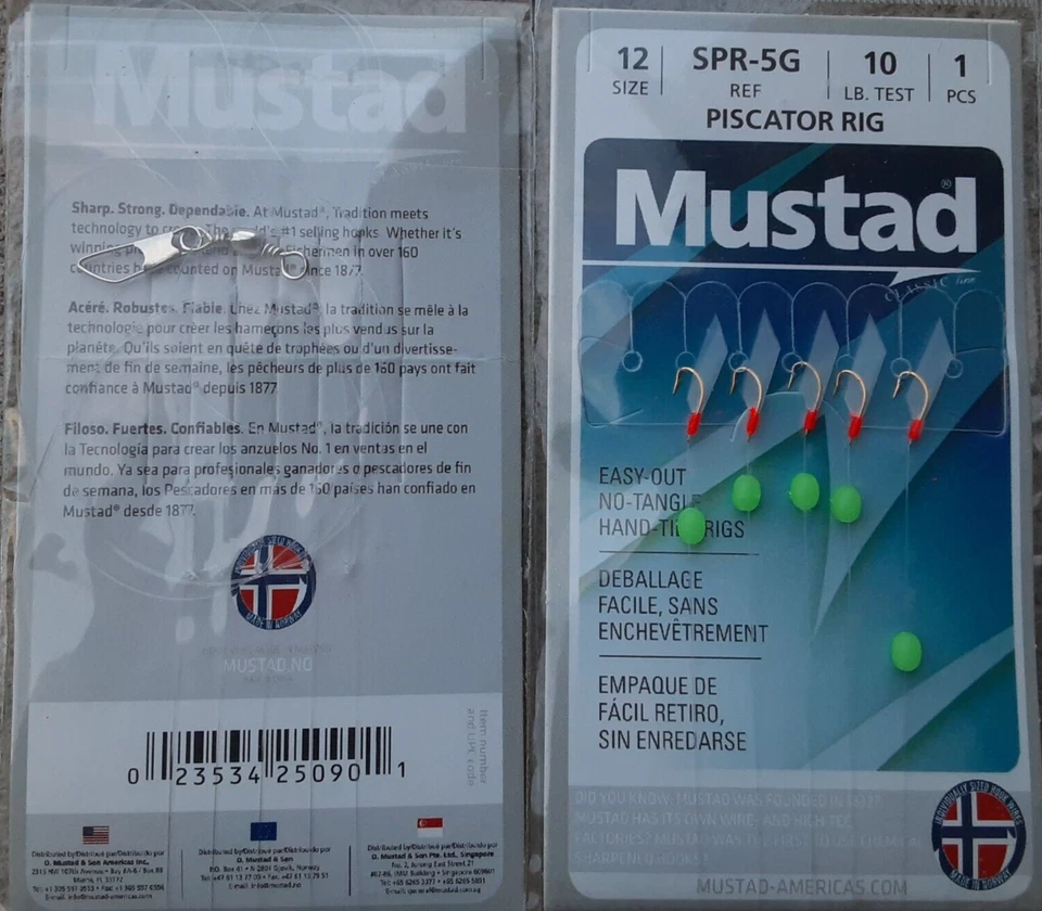 Lote com 6 equipamentos de isca Mustad Piscator Sabiki tamanho 12 gancho com brilho de linha de 10 lb - Imagem 2 de 2