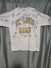 St Louis Rams on Made In USA Russell Athletic Gray 2XL Signed By 1996-97 Players