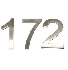 Stick-On House Numbers - No 172 - Stainless Steel - 10cm - Door, Fence, Gate