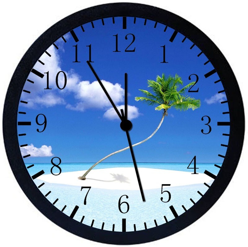 Palm Tree Beach Wall Clock 12" Large Personalized option adding names E367