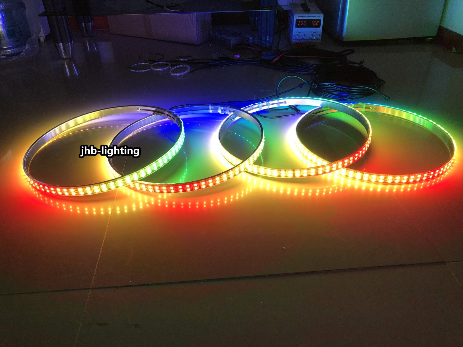 JHB 4x 17.5"Multicolor DOUBLE ROW CHASING Flow LED Trucks Wheel Rings Rim Lights