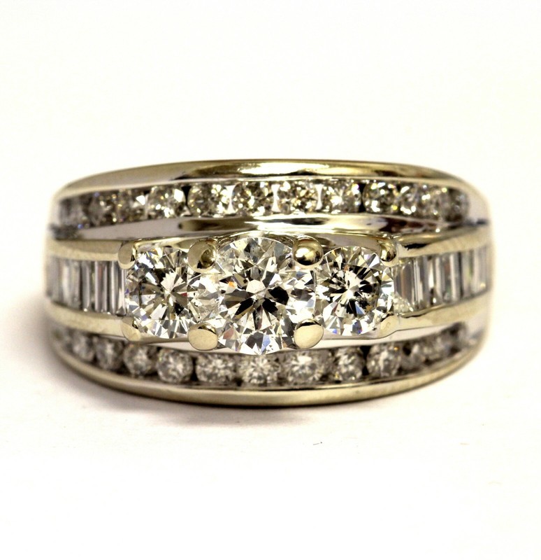 14k white gold 2.74ct round diamond engagement ring wedding band 8.9g ladies