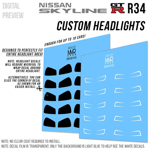 1/64 NISSAN GTR R34 Calcomanías de tobogán acuático personalizadas Faro Luz trasera R35 para Hot - Imagen 5 de 27