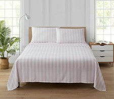 Lenzuolo Rachel Ashwell Simply Shabby Chic CABANA rosa bianco a righe COTONE Queen