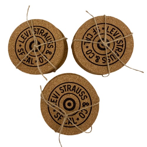 Levi Strauss & Co Cork Drink Coasters Lot 3 Sets for Total of 12 Party BBQ - Picture 3 of 8