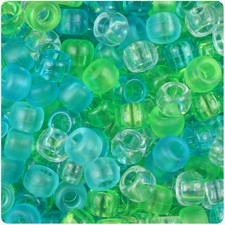 BeadTin Sea Glass Mix Transparent 9mm Barrel Pony Beads 500pcs 