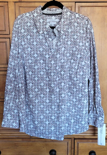 Foxcroft NWT Womens Sz 16W Shaped Wrinkle Free Long Sleeve Geometric ...