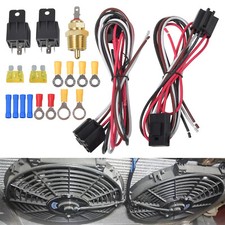 Dual Electric Fan Relay Kit W Thermostatic Sensor Switch 185f On-175f Off 40a