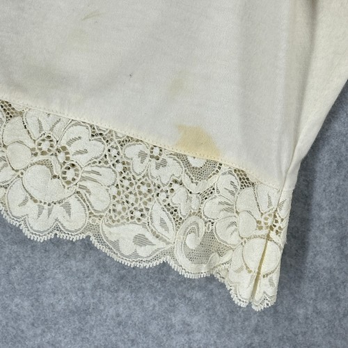 VTG Victorias Secret Robe Nightgown Womens M Beige Lace Cotton Peignoir Set READ - Picture 15 of 23