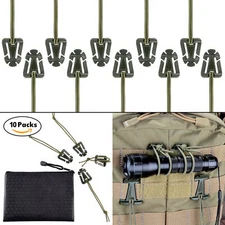 10 Pcs Army Green Tactical Gear Clip for Backpack & Comms Gear with Zippered B