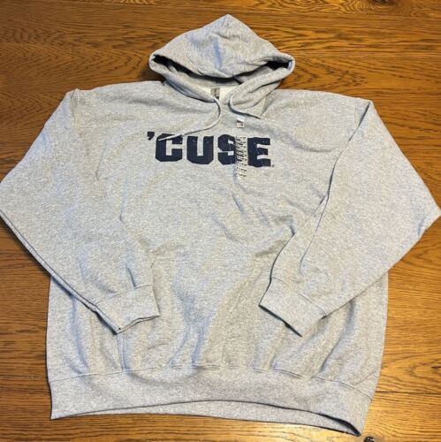 NEW Gildan Syracuse University Hoodie Sweatshirt Gray Navy Blue Size XL