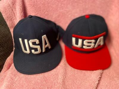 USA CAP LOT OF TWO RED BRAND FANATIC NAVY BLUE IS A NIKE LOT OF 2