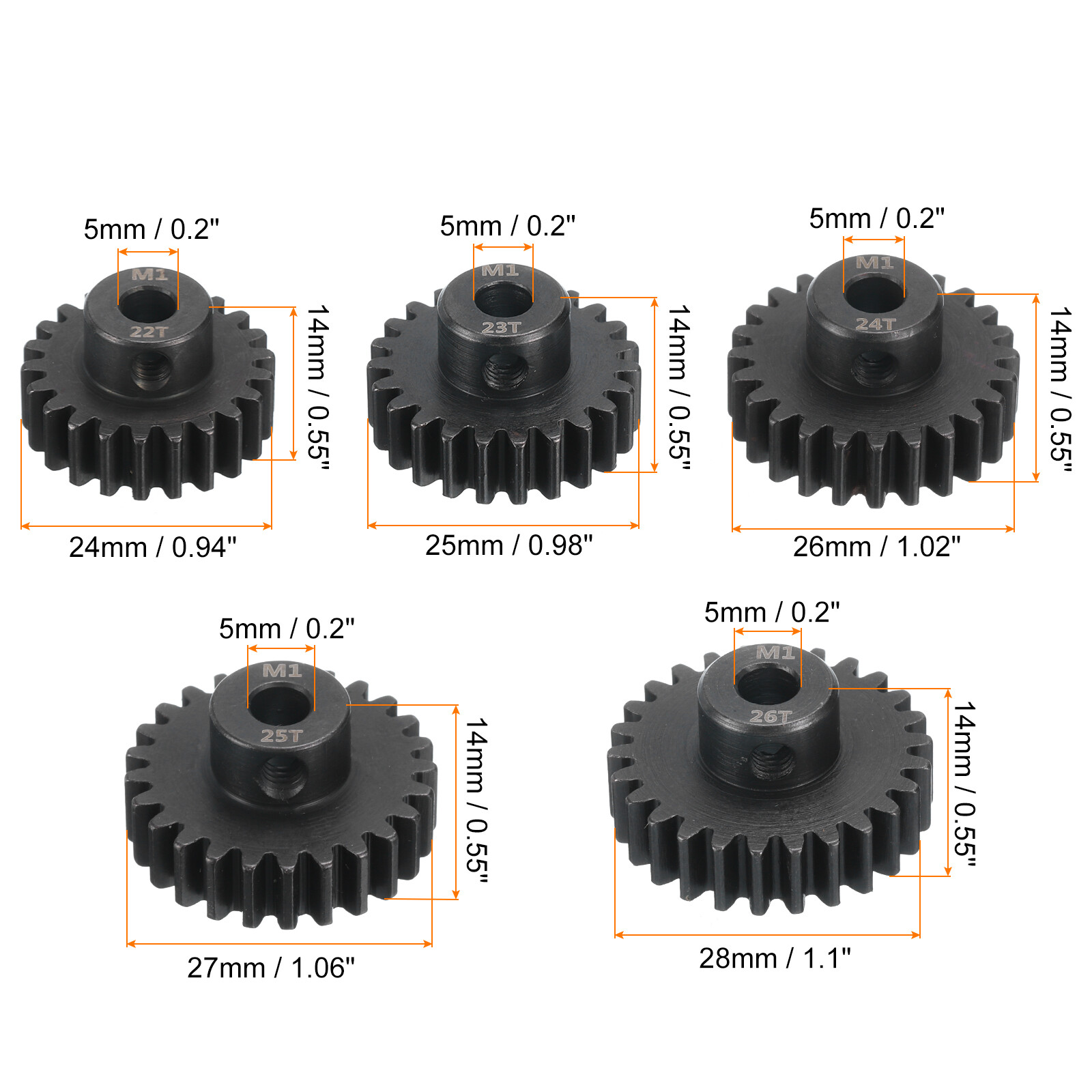 QUARKZMAN 4er Set RC Motorritzel M1 - Karbonstahl, Gehärtet, 5mm Schaft, 13T-16T Für RC-Autos, Boote & Drohnen