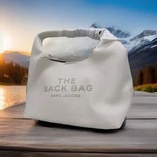 AUTH NWT $495 MARC JACOBS The LARGE Sack Pebbled Leather Hobo Bag -White