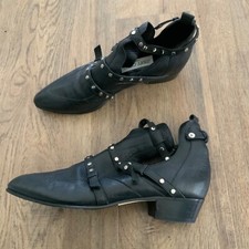 JIMMY CHOO LONDON ANKLE STRAP SHORT BIKER BOOTS-STUDDED- SZ 38.5-MADE IN ITALY