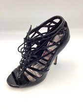 Lipsy Womens Black Patent High Heel Strappy Tie Up Shoes Sandals Size UK 6 New