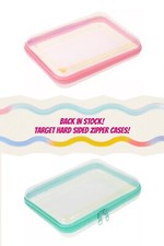 Target Hard Sided Clear Zipper Pencil Case Iridescent Teal or Pink HTF - NWT