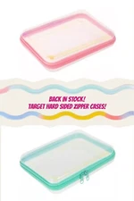 Target Hard Sided Clear Zipper Pencil Case Iridescent Teal or Pink HTF -  NWT