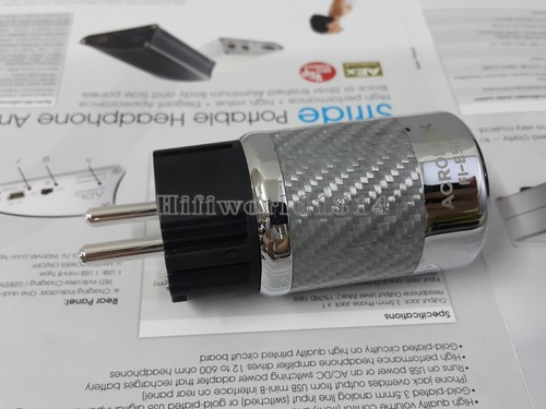 1x connettore spina di alimentazione rodio Hifi AC platino EU fibra di carbonio maschio - Foto 3 di 5