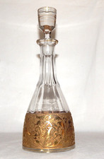 Lik&ouml;r - Karaffe Joh. Oertel Haida Goldfries mit Paradiesv&ouml;geln  um 1925