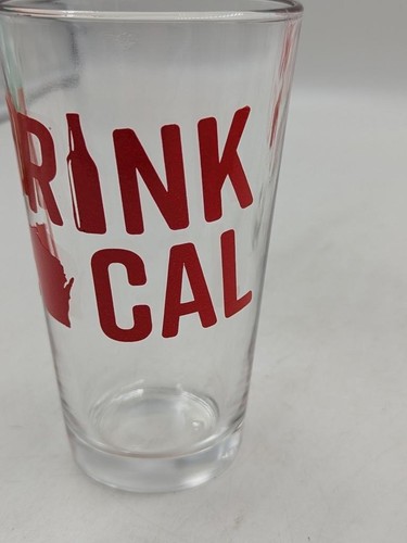 PAIR 16oz Pint Beer Glasses - Drink Local - Wisconsin Red - Picture 3 of 4