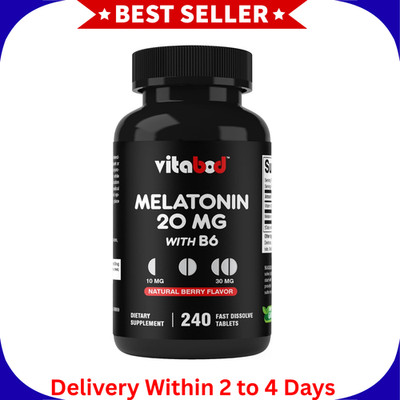 Melatonin 20mg High Potency Natural Sleep Aid Berry Flavor 240 Fast Dissolve TAB