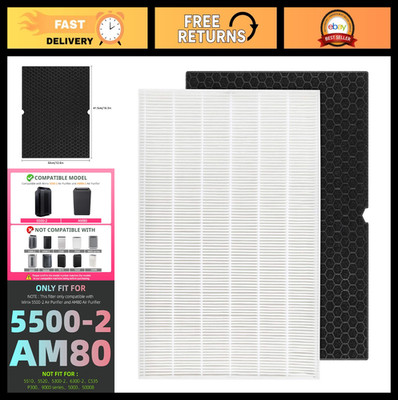 HEPA Replacement Filter for Winix 5500-2 & AM80 Air Purifier - Carbon Combo Pack