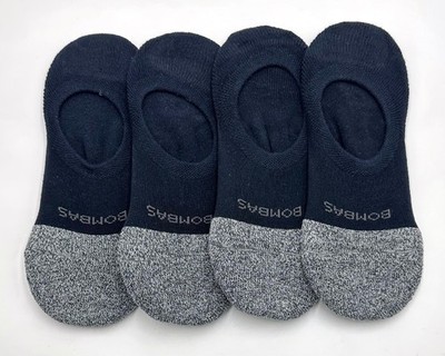 NEW 4 pairs BOMBAS Men's Cushioned No Show Socks Everyday Size Med 6-9 black