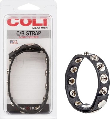 Calexotics Colt 8Snap Fastener Leather Strap - Black