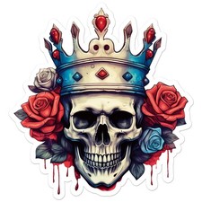 Skull Crown Roses - Vinyl Decal Sticker - Car Window Laptop - ebn9464