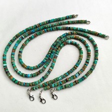Natural Arizona Blue/Green Turquoise Gems 5 mm Smooth Heishi Beads 16" Necklace