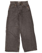 ZARA Womens Crop Wide Leg Jeans EU 34 2XS W24 L25 Grey Cotton CP04