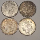 Lot of 4 Morgan Silver Dollars, 90% Silver Coins, US. #123