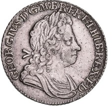George I 1723 Milled Silver Shilling Coin South Sea Company GEF