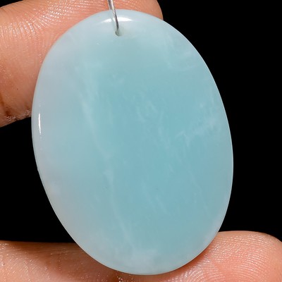 100% Natural Amazonite Oval Cabochon Drilled Gemstone 47 Ct. 34X25X5 mm A-34276