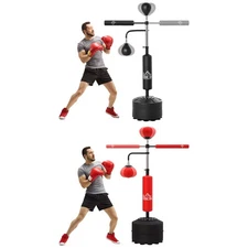 Soozier 4-in-1 Punching Bag Stand w/ 2 Speedballs, 360° Relax Bar